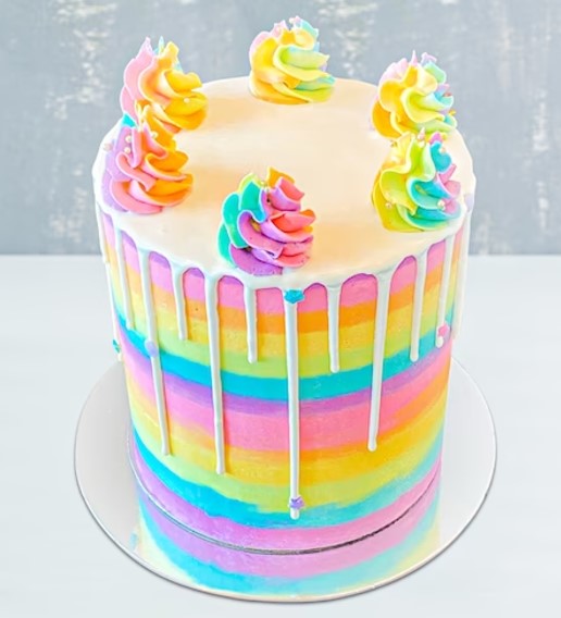 Screenshot 2024-12-06 161936 Whimsical Rainbow Cake with creamy layers, perfect for celebrations and special moments