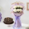 A beautiful bouquet of fresh blooms paired with a delectable cake, ideal for special occasions and heartfelt surprises.
