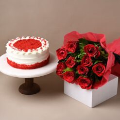 A stunning floral arrangement paired with a luscious cake, creating the ultimate gift for romance, celebrations, and heartfelt surprises.