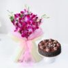 Beautiful flower bouquet paired with a delicious cake, ideal for birthdays, anniversaries, and special occasions.
