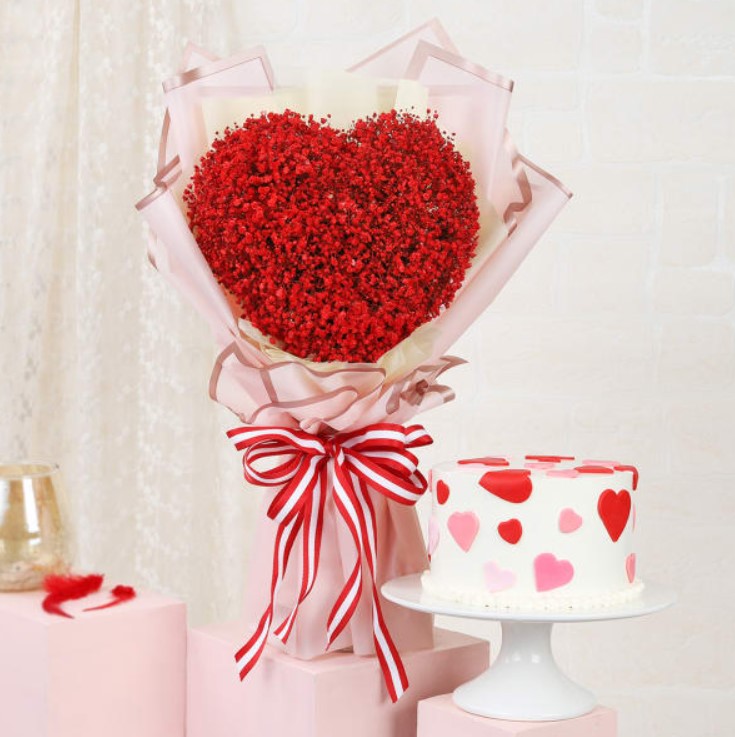 Romantic Love Combo Valentine’s Day Combo featuring romantic flowers, delicious chocolates, and thoughtful gifts for the perfect love-filled celebration.