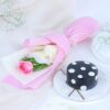 Pink Rose & Truffle Cake Combo featuring a bouquet of fresh pink roses and a decadent truffle cake, ideal for gifting.