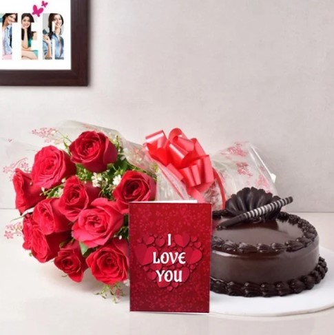 Valentine Rose Day Combo Scarlet Serenade Gift Box featuring red roses, premium chocolates, and elegant gifts, designed for anniversaries, Valentine’s Day, and love-filled moments.